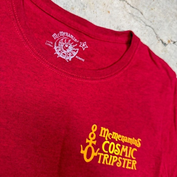 McMenamin's Cosmic Tripster Beer Shirt Womens Small Red Crewneck Short Sleeve - Picture 3 of 5